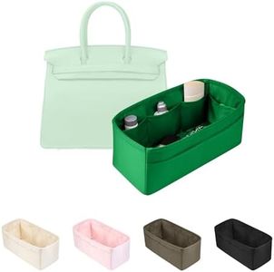 Purse Organizer Insert for Birkin 40, Lightweight & Soft Satin Organizer Insert with Pockets for Woman Bags, Ideal for Travel, Shopping, and Daily Use, Multicolor Options(Bambou, BK40)