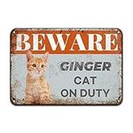Beware Ginger Cat On Duty Iron Post