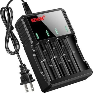 18650 Battery Charger Universal Smart Charger with LED Indicator for 3.7V Li-ion 26650 18500 16650 14500 Rechargeable Batteries (4-Slot)