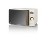 Swan SM22036LWHTN Nordic LED Digital Microwave with Glass Turntable, 6 Power Levels & Defrost Setting, 20L, 800W, White