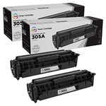 LD Remanufactured Toner Cartridge Replacement for HP 305A CE410A (Black, 2-Pack)