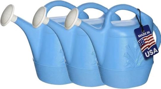 PMU 2 Gallon Watering Can - Garden Watering Can for Indoor & Outdoor Plants - Plastic Water Can with Detachable Sprinkler Head - Large Water Pot, Made in USA - Blue Pkg/3
