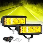 Auxbeam Side Shooter LED Light Bar, 5Inch 68W Amber LED Pods Yellow Fog Lights, LED Driving Lights Offroad Lights Spot Flood Combo for Truck ATV Jeep Car Motorcycle