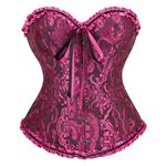 Hkdjaess Pink Corset for Women UK Bustiers Corsets Bridal Lingerie Lace up Satin Boned Corset Top Gothic Waist Cinchers Overbust Bodysuit Sweetheart Shapewear Ladies Casual Jacquard Underbust