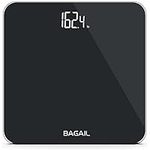 BAGAIL Bathroom Scale, Digital Weighing Scale with High Precision Sensors and Tempered Glass, Ultra Slim, Step-on Technology, Shine-Through Display - 15Yr Guarantee - Black