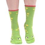 BambooMN Super Soft Warm Cute Animal Non-Slip Fuzzy Fluffy Crew Winter Home Socks, 1 Pair - Frog - Small