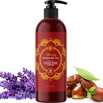 Massage Therapy Oil for Sensual Massage & Aromatherapy - Pure Therapeutic Massage Oils Sweet Almond + Jojoba + Apricot + Lavender - Natural Aphrodisiac with Anti-Aging Skin Care Benefits & Muscle Pain