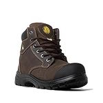 Tiger Safety CSA Men's Steel Toe Work Boots, Comfortable Safety Shoes 3055, Leather, Brown, Size 11 X-Wide