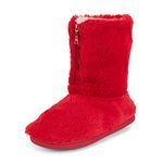 Polar Womens Memory Foam Zipper Faux Fur Covered Rubber Sole Indoor Outdoor Cosy Luxury Boot Slippers - Red - 6 - YC0801_6