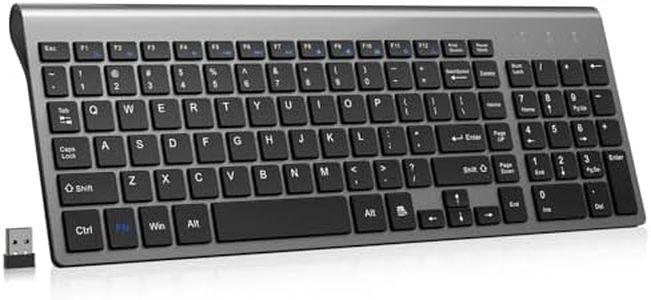 cimetech Wireless Keyboard, 2.4G Full Size Slim Compact Computer Keyboard with 12 Hotkeys, Silent Portable Ergonomic Keyboard with 10 M Range Compatible with Mac, PC, Desktop, Laptop