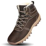 Mens Snow Boots Outdoor Hiking Waterproof Fashion Sneakers Winter Warm Shoes (8.5 M US, Dark Brown)