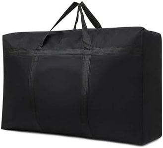 NAKODU Large Storage Bags, Waterproof Hevy Duty Extra Large Moving Bags with Zippers and Handles, Big Foldable Duffle Bag for Travel (Black, XXX-Large-110cmX60cmX35cm)