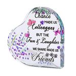 Ornalrist Glass Leaving Gifts for Colleagues Women Chance Made Us Colleagues Friendship Presents for Coworker Handmade Decorative Heart Sign Plaque Retirement Gifts for Friend