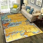 Large Rugs For Living Room 50 x 70 cm Room Rug yellow Bedside Rug Soundproof Yellow Blue Ink Painting Design Modern Easy Care Area Rug Bedside Rug