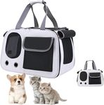 ScizorPet Carrier Bag Convenient Lightweight Breathable Foldable Dogs Cats Travel Carrying Bag Pet Supplies Pet Carrier Tote with Zipper and Mesh Window Roller Shutter Design(White)