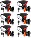UCEHIPAW 6 Sets Bright LED Bike Light Set Waterproof Bicycle Light Rechargeable USB Bicycle Front Headlight Back Taillight Mountain Cycling Accessories for Men Women Night Road Riding