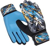 AlphaSports Soccer Goalie Gloves for Kids Boys, Youth and Adult Football Goalkeeper Gloves with 4mm Latex Palm and Double Wrist Protection (Cyan-Blue, Size 5 Suitable for 9 to 12 Years Old)