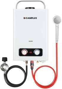CAMPLUX Portable Tankless Water Heater 6L, Easy Install Outdoor Propane Gas Water Heater with OverHeating Protection,Instant Propane Hot Water Heater for RV,Campings,Cabins,Barns,White