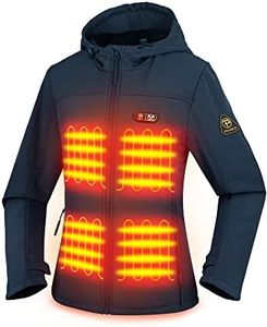 PTAHDUS Women's Heated Jackets 5 Heat Zones Battery Pack Included, with Hand Warmer Pocket(Dark Blue XX-Large)