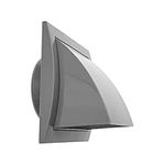 4'' Inch / 100 mm Exhaust Hood Vent with Rain Cover and Flap, Grey, Indoor and Outdoor Air Vent Cover, HVAC Exhaust Vent Duct Cover, 6'' x 6'' Inch Exhaust Cap