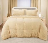 Utopia Bedding Seersucker Duvet Cover Set - Duvet Cover Double with Pillowcases - Soft Microfibre Polyester Seersucker Bedding (Beige)