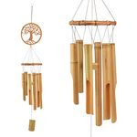 AUXSOUL Bamboo Wind Chimes, Wooden Windchimes Music Hanging Ornament Decoration Christmas Gift for Outdoor, Indoor, Home, Garden, Patio, Porch, Yard, Farmland and Balcony(Tree of Life)