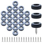 Suiwotin 24pcs 3/4" (19mm) Screw on Furniture Sliders, Teflon Chair Leg Slides, Round Furniture Glides with Screws for Hardwood Floors Protectors (Gray/Black)