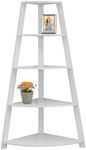 Monarch Specialties I 2425 Bookshelf, Bookcase, Etagere, Corner, 4 Tier, 60" H, Office, Bedroom, Laminate, White, Contemporary, Modern