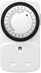 HBN 24 Hour Timer Plug Socket UK,Plug-in Segment Plugs Timers Switch,Programmable Energy Saving Light Switchs for Home Security Light Socket,Lamp, Christmas Lights(15min,1Pack)