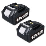 2Packs 18V 5.5Ah BL1850B Li-ion Battery Replacement for Makita 18V 5.5Ah Battery Compatible with Makita Battery 18V BL1850B BL1860B BL1840 BL1845 BL1840B BL1830 BL1835 BL1820 BL1815 LXT-400