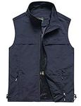 Gihuo Men's Fishing Vest Utility Vest Travel Safari Pockets Work Vest, Style3-navy, X-Large