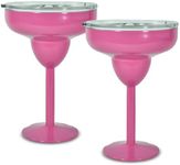 AGH Stainless Steel Margarita Tumbler with Lid, 10oz Insulated Martini Tumbler, Double Wall Cocktail Tumbler Wine Glasses for Party, Vacation, Picnic, Pool, Beach & Patio (Rose Red, 2 Pack)