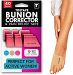 ToeTape - Kinesiology Tape for Moderate Bunions, Big Toe Sprains, Pain Relief and Support | 40 Pre-Cut Applications Included | Hypoallergenic and Sweatproof Kinesio Tape for Toe Joint Support (Pink)
