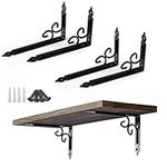 6 Inch Decorative Shelf Brackets Pack of 4, Heavy Duty Steel Shelf Supports, Right Angle Shelving Hardware