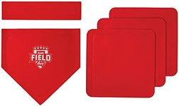 Franklin Sports Field Day Baseball Base Set - Throw Down Rubber Bases for Baseball + Softball with Home Plate - Portable Backyard Baseball, Softball, Kickball Bases - Easy Set Up Rubber Base Set Red