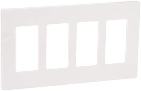 Lutron Claro 4 Gang Decorator/Rocker Wallplate, Gloss, White (1-Pack) | CW-4-WH