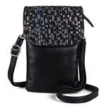 befen Crossbody Cell Phone Bag Small Leather Wallet Purse for Women with Credit Card Slots Black With Glitter