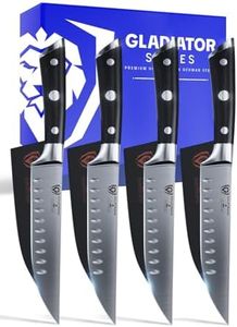 Dalstrong Steak Knife Set - 4-Piece - 5 inch Straight - Gladiator Series Elite - Forged German High-Carbon Steel - Black G10 Handle - Sheaths - Dinner Set Kitchen Knives - NSF Certified