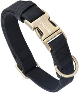 Faleela Leather Dog Collar - Durable Heavy-Duty with Quick-Release Metal Buckle, Adjustable for Large, Medium, and Small Dogs (Black, Large)