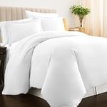 Pizuna Cotton King Duvet Cover Set White 3 PC, 400 Thread Count 100% Long Staple Cotton Sateen Weave King Size Duvet Cover with Hidden Button Closure (100% Cotton King Duvet Cover)