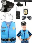 Puteraya 8 Pcs Kids Police Costume Set Police Vest Hat Prop Toys Police Officer Dress Up Accessories Toys for Kids Boys Police Career Day Christmas Birthday Halloween Party Cosplay Favors