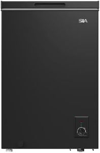 SIA SCF100BLE Freestanding 99L Black Chest Freezer With Wire Basket, 55cm Wide, For Outbuildings, Garages and Sheds, Temperature Control, E Rated, 2 Years Parts And Labour Guarantee