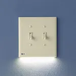 2 Pack - SnapPower SwitchLight [for Double-Gang Light Switches] - Light Switch Wall Plate with Built-in LED Night Lights - Bright/Dim/Off Options - Auto On/Off Sensor - (Toggle, Light Almond)