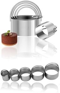 Honwor Stainless Steel Circle Biscuit Cutter Set - Professional Round Cookies Mold with Ring Handle for Baking, Pastry, and Doughnut Creations