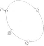 Naava Women's 9ct White Gold Diamond Heart Charm Bracelet of Length 18.2cm