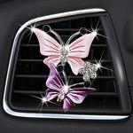 Car Air Fresheners Vent Clips for Women, Cute Dual Butterfly Diamond Rhinestone Sparkly Bling Air Freshener Accessories