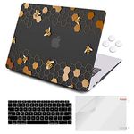 iCasso for MacBook Air 13 inch Case 2020 2019 2018 Release A2337 M1/A2179/A1932, Plastic Hard Shell Case and Keyboard Cover Only Compatible with MacBook Air 13'' with Touch ID Retina Display - Bee