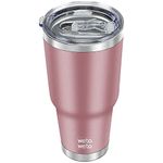 WETOWETO 30oz Tumbler, Stainless Steel Vacuum Insulated Water Coffee Tumbler Cup, Double Wall Powder Coated Spill-Proof Travel Mug Thermal Cup for Home Outdoor (Rose Gold, 1 Pack)