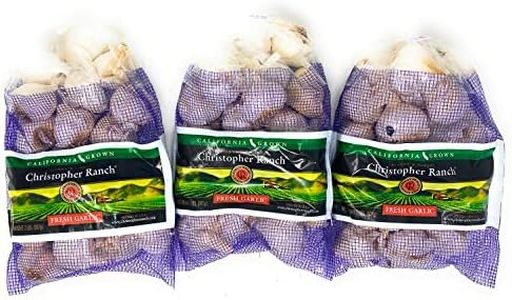 Fresh California Grown Garlic USA California Heirloom Monviso Gilroy Finest Garlic - 3 Bags of 2 Pounds Total of 6 Lbs