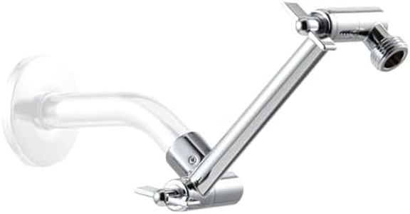 OFFO 6 inch Shower Head Extension Arm, Adjustable Height & Angle Shower Arm Extender with Locking Nut, Easy Install Universal G1/2 Connector for Fixed and Handheld Showerhead, Chrome